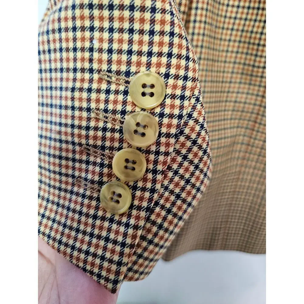 Vintage Christian Dior Monsieur Checkered Blazer Jacket Wool Silk Size L Men's